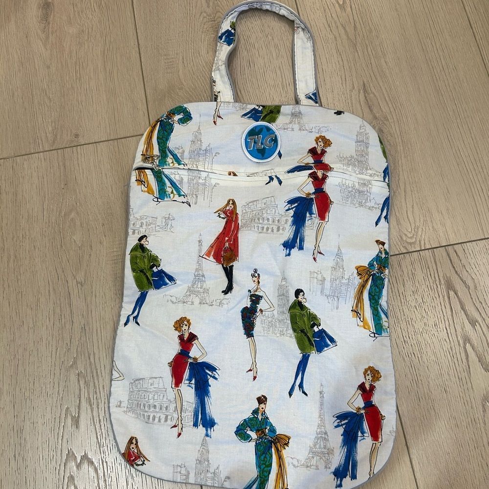 ONE DAY SALE TLC White and Blue Travel Bag with Fashion Print